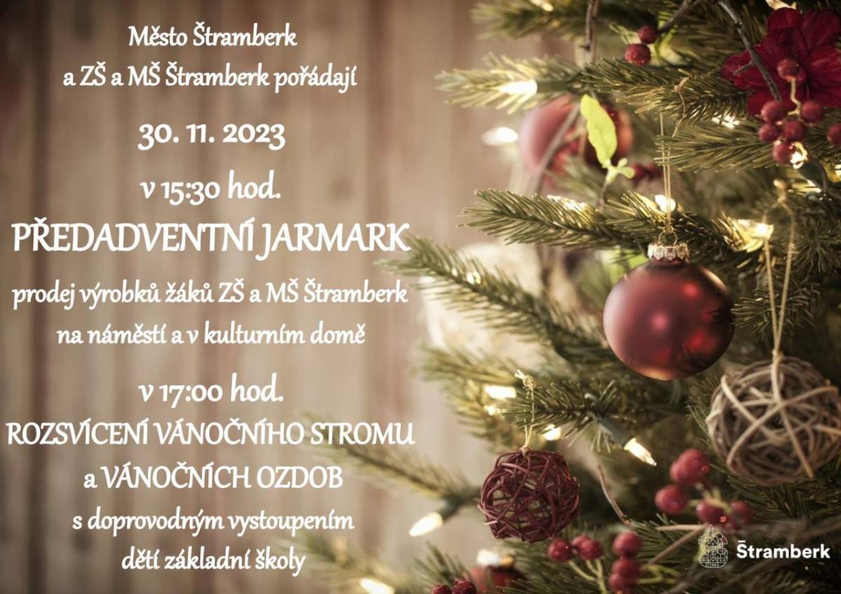 JARMARK: Předadventní jarmark s rozsvícením vánočního stromu
